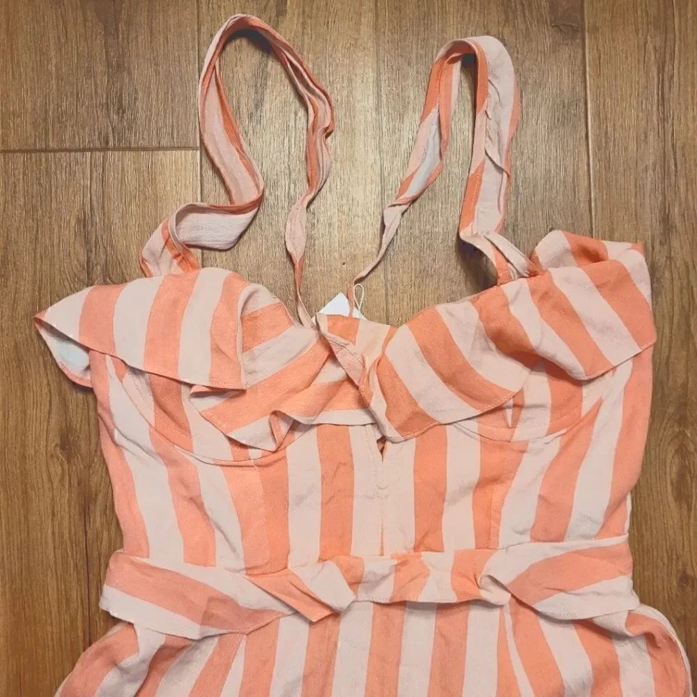 Buddy Love Julia Ruffled Striped Mini Dress Size L